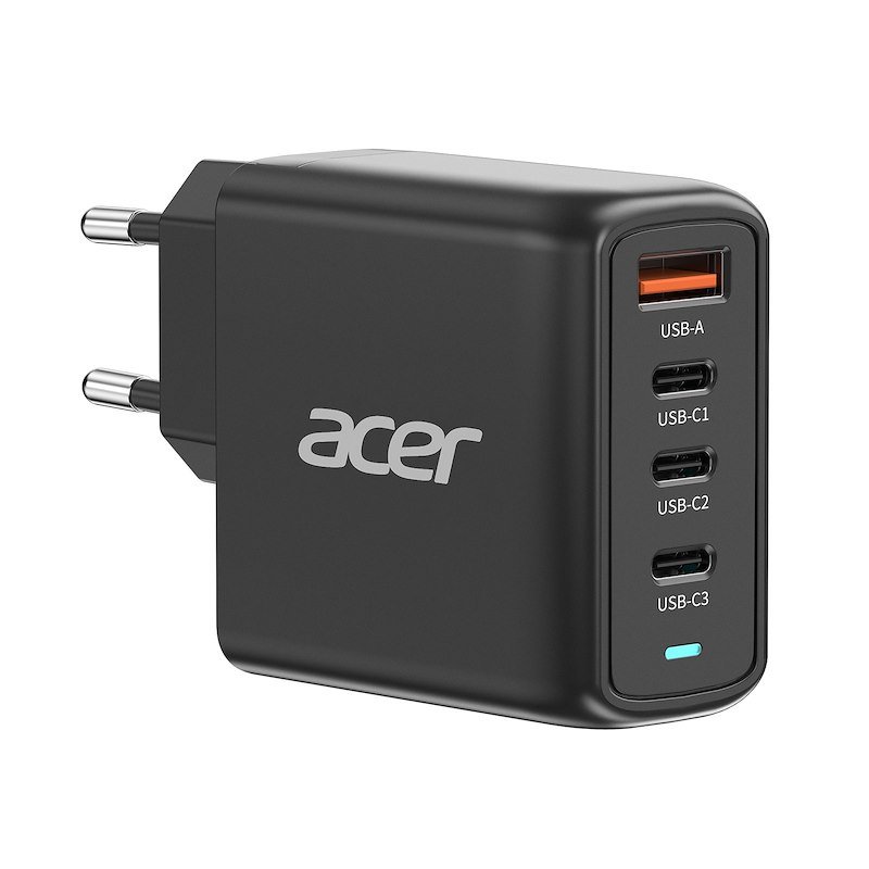 CARICABATTERIA ACER 100W Gan Charger 4 Porte, 3×USB-C + USB-A, Nero