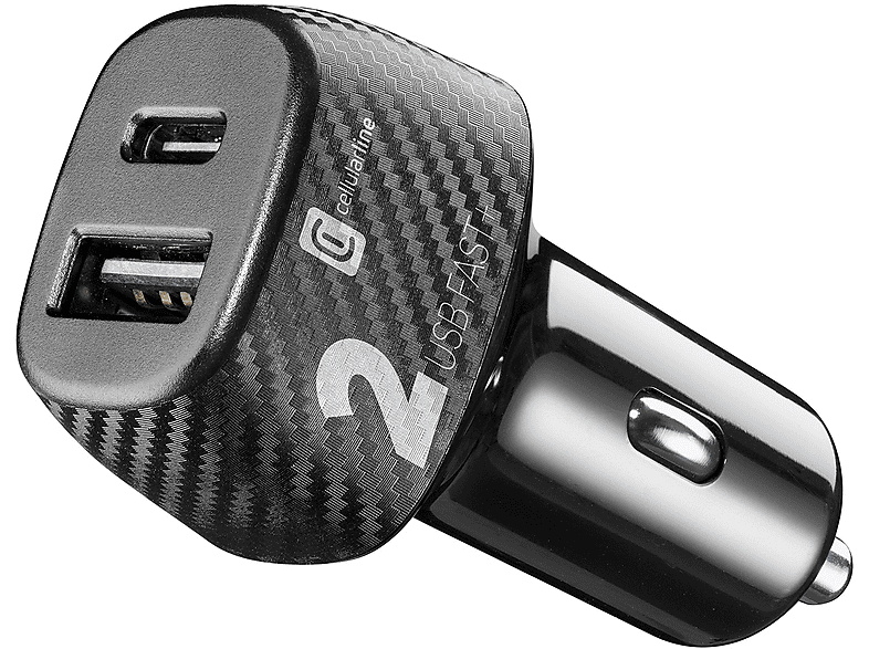 CARICABATTERIA AUTO CELLULARLINE Multicarica auto 2 porte da 20W, Nero CARICABATTERIA AUTO CELLULARLINE Multicarica auto 2 porte da 20W, Nero