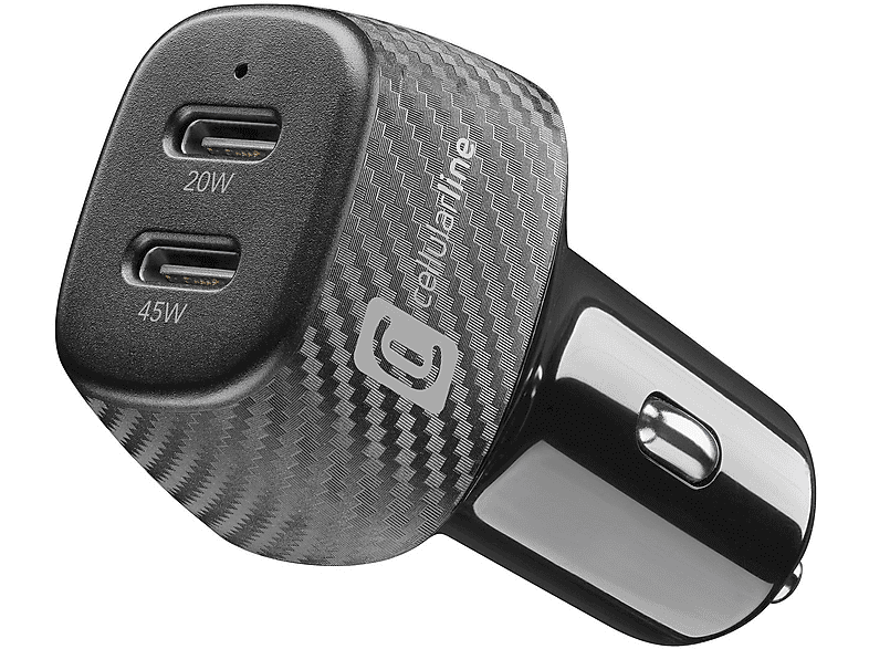CARICABATTERIA AUTO CELLULARLINE Multipower DUO 45W+20W da 65W, Nero