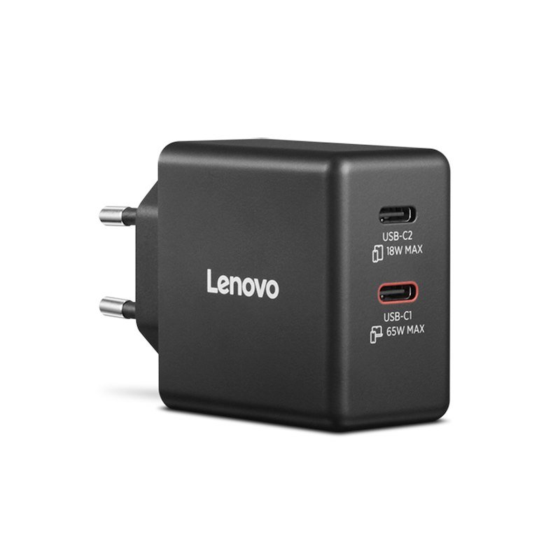CARICABATTERIA LENOVO Dual USB-C 65W GaN Charger da 65W, Nero