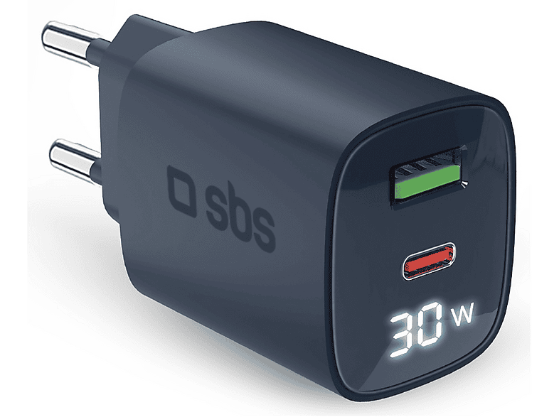 CARICABATTERIA SBS 30W (PD) Display LCD da 30W, Blu