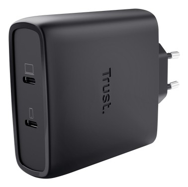 CARICABATTERIA TRUST MAXO 100W 2P USB-C GAN CHARGER BLK da 100W, Nero