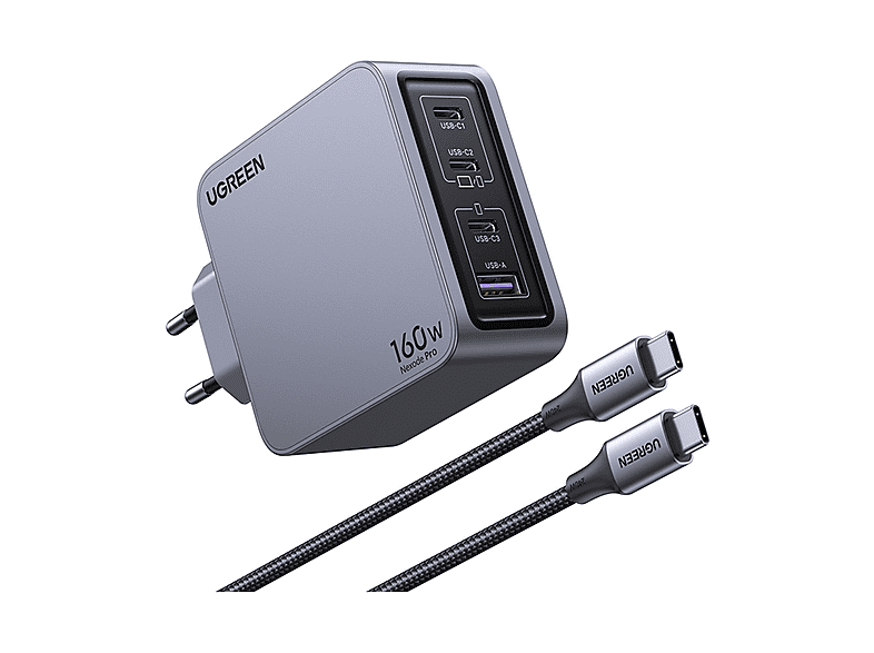 CARICABATTERIA UGREEN Caricatore Nexode Pro fast charger 160W 4 porte da 160W, Nero