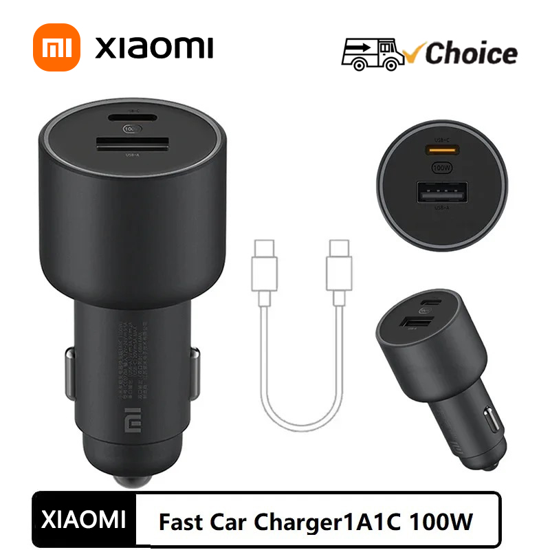 Caricabatterie da auto XIAOMI originale da 100 W, con doppia porta USB, ricarica rapida, ricarica wireless, caricabatterie da auto Mi da 100 W, doppia uscita USB-A e USB-C, indicatore LED di