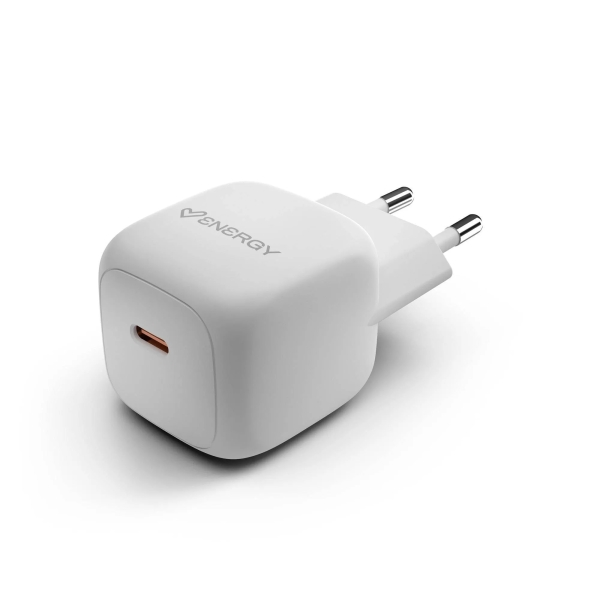 Caricabatterie GaN Energy Systems da 45 W - 1 porta USB-C PD - Ricarica intelligente e veloce - Controllo della temperatura e della sovratensione - Design compatto - Bianco