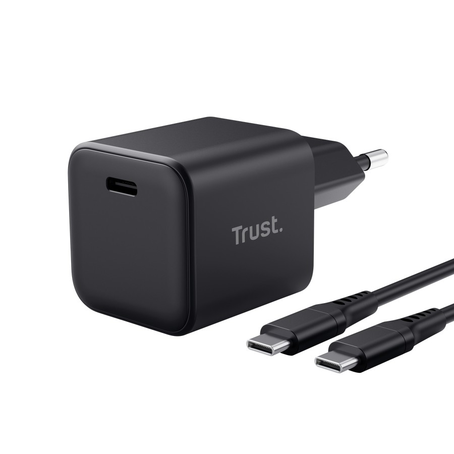 CARICABATTERIE TRUST MAXO 65WSMALL USB-C CHRG da 65W, Nero