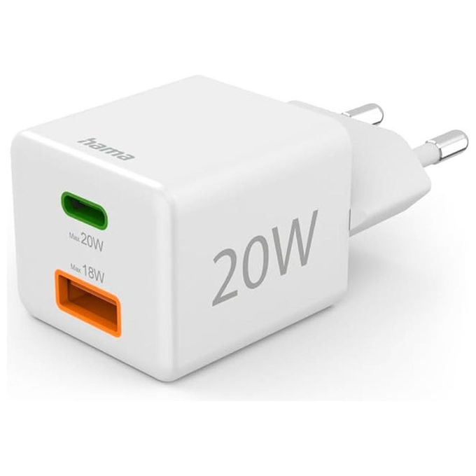 Caricabatterie USB Type-A, USB Type-C 20W White 00201991