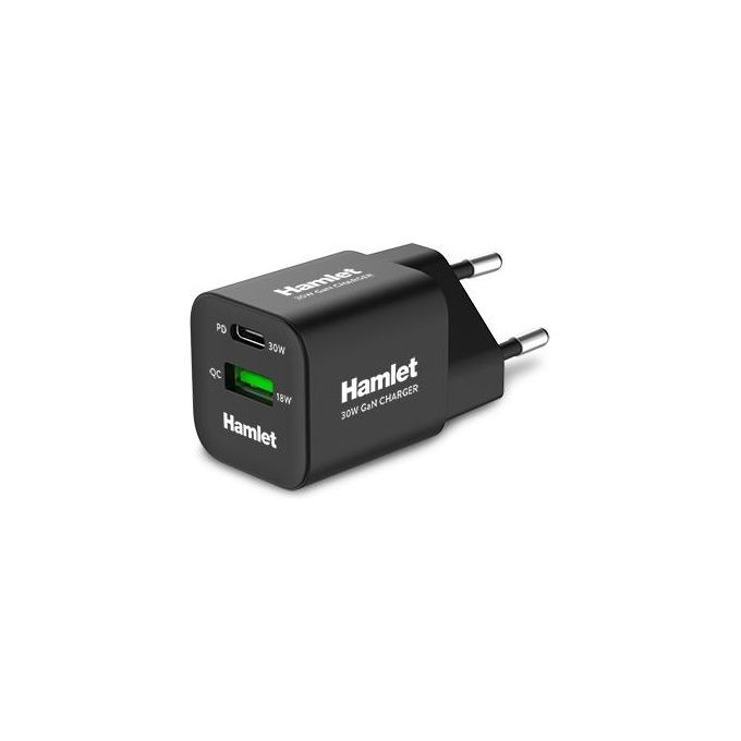 Caricabatterie USB Type-C, USB Type-A 30W Dual Port GaN Power Delivery Black XPDC G3018Q