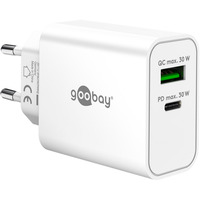 Caricatore rapido duale USB-C PD GaN 30 W, wh, Caricabatterie