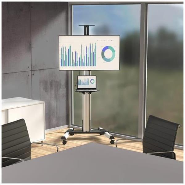 Carrello monitor 75" One Touch Silver e Black STNDMTV70