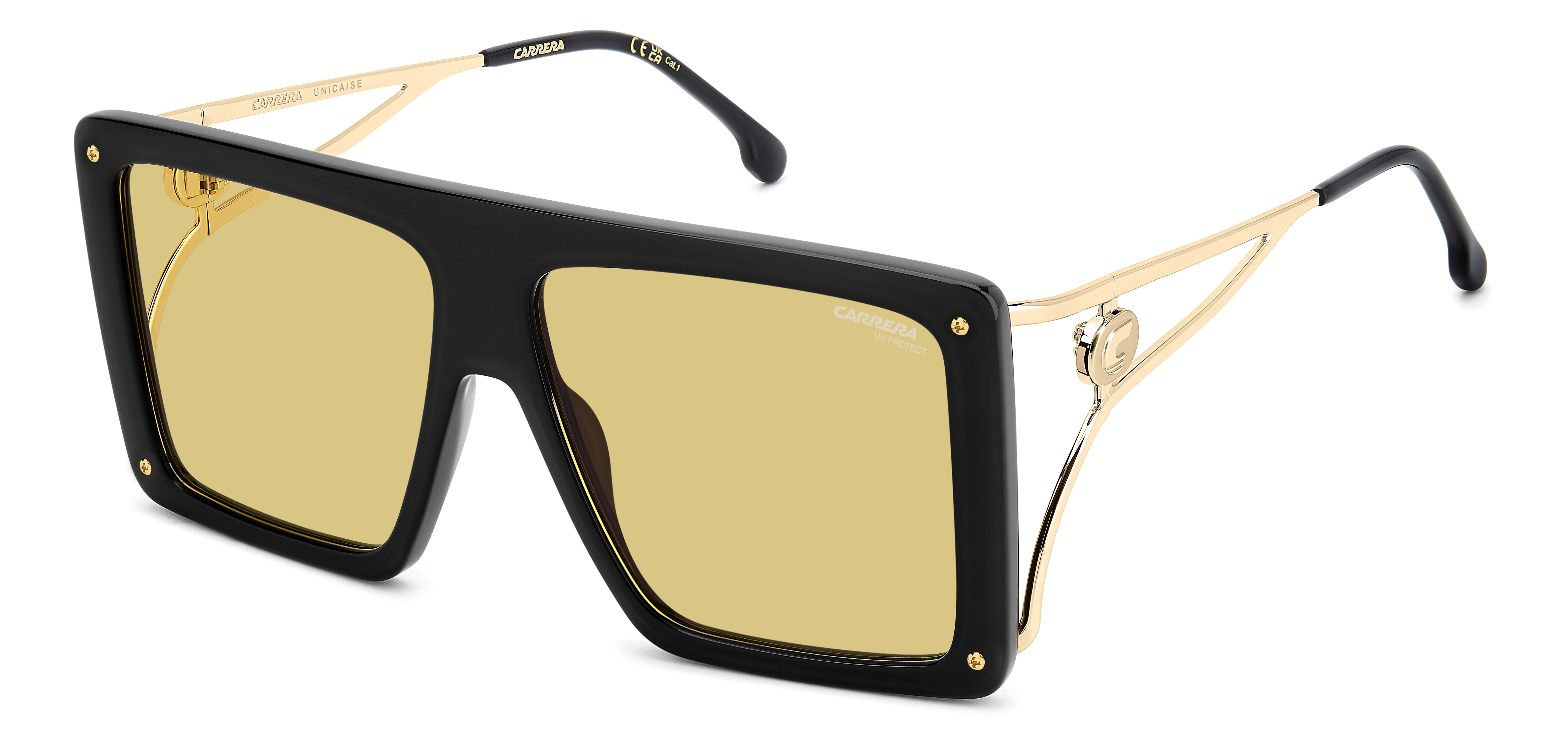 Carrera Donna Carrera CA UNICA/SE 71C/HW Occhiali da sole Acetato Nero Giallo Squadrata Normale Carrera Donna Carrera CA UNICA/SE 71C/HW Occhiali da sole Acetato Nero Giallo Squadrata Normale