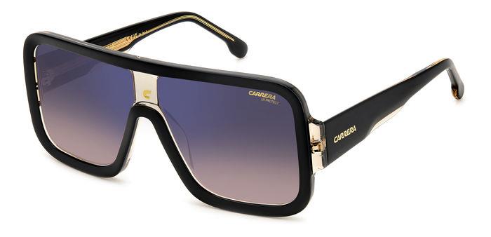 Carrera Unisex Carrera FLAGLAB 14 0WM/A8 Occhiali da sole Acetato Nero Multicolore Squadrata Normale Sfumato