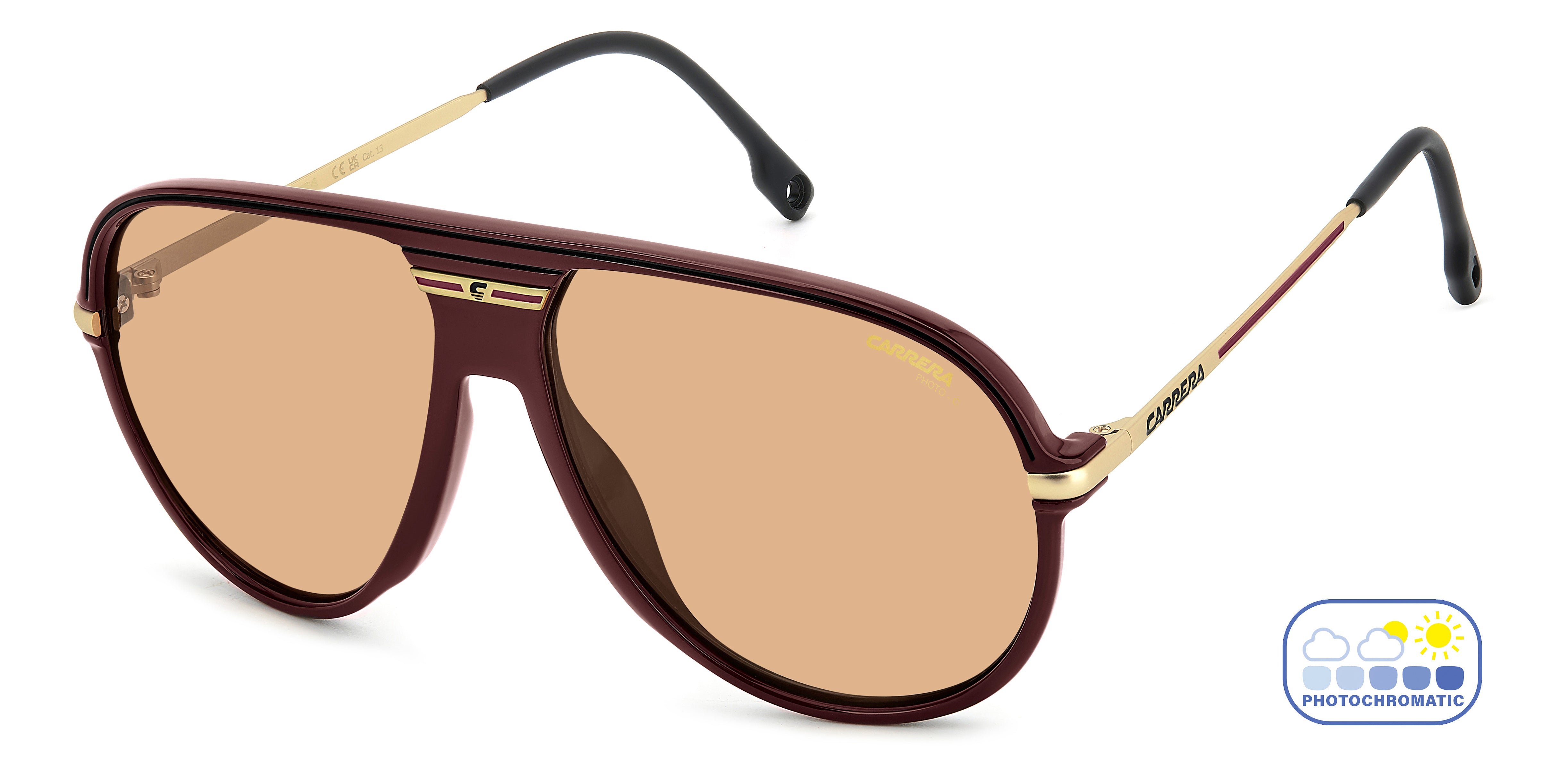 Carrera Uomo Carrera C SPORT 06/S LHF/N8 Occhiali da sole Polyamide Bordeaux Marrone Pilot Fotocromatiche
