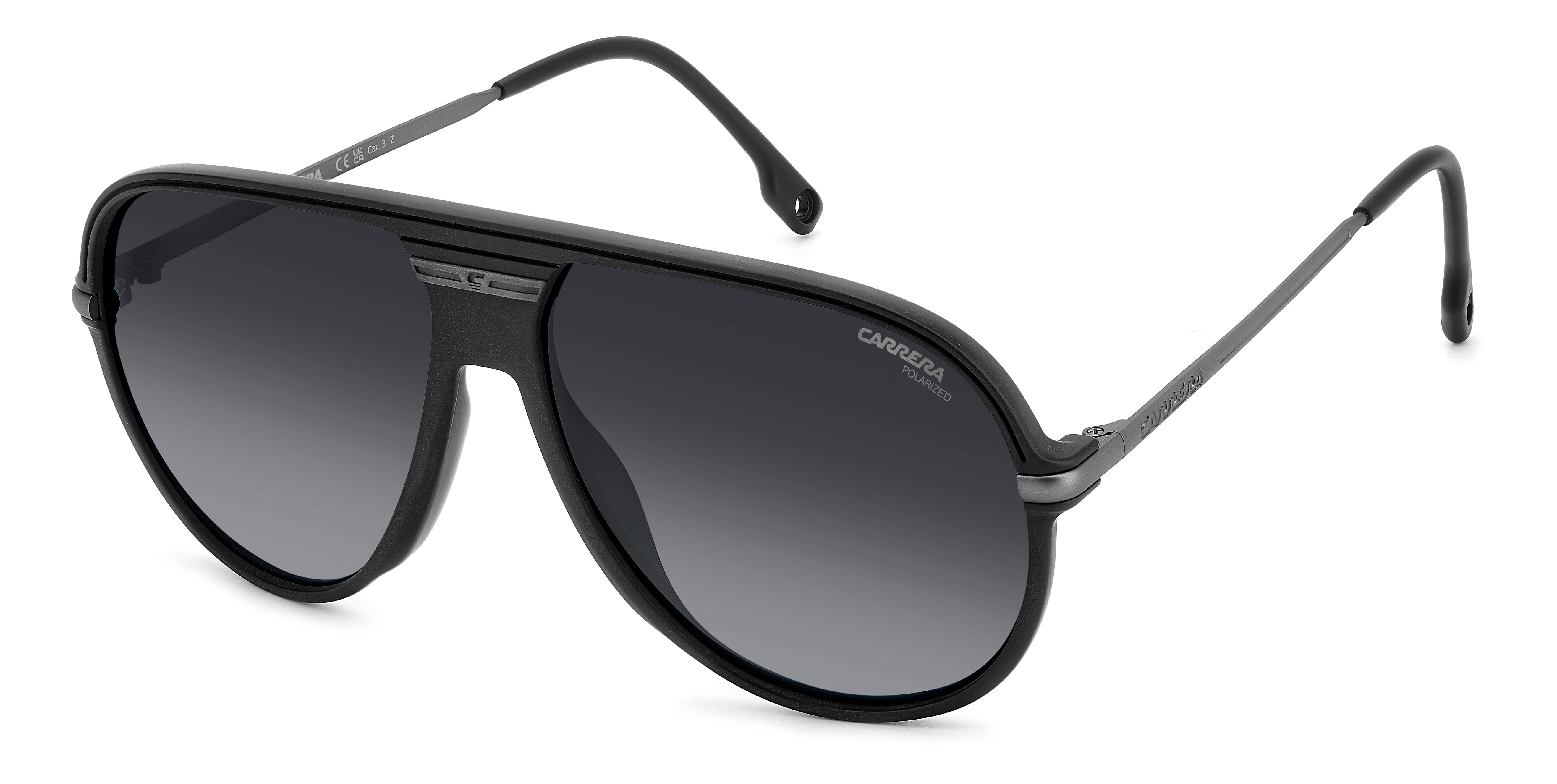 Carrera Uomo Carrera C SPORT 06/S RZZ/WJ Occhiali da sole Polyamide Nero Grigio Pilot Polarizzata Sfumato