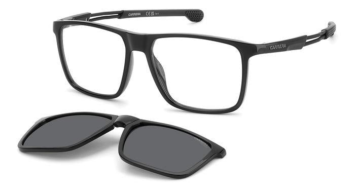 Carrera Uomo Carrera CA 4020/CS 807/M9 Occhiali da sole Polyamide Nero Grigio Squadrata Polarizzata Clip-on
