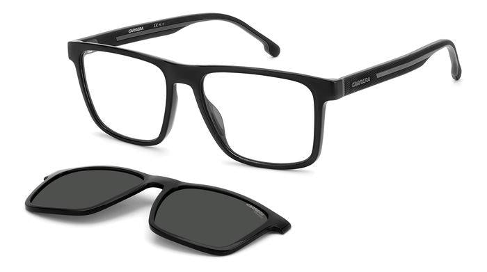 Carrera Uomo Carrera CA8061/CS 08A/M9 Occhiali da sole Iniettato Nero Grigio Squadrata Polarizzata Clip-on