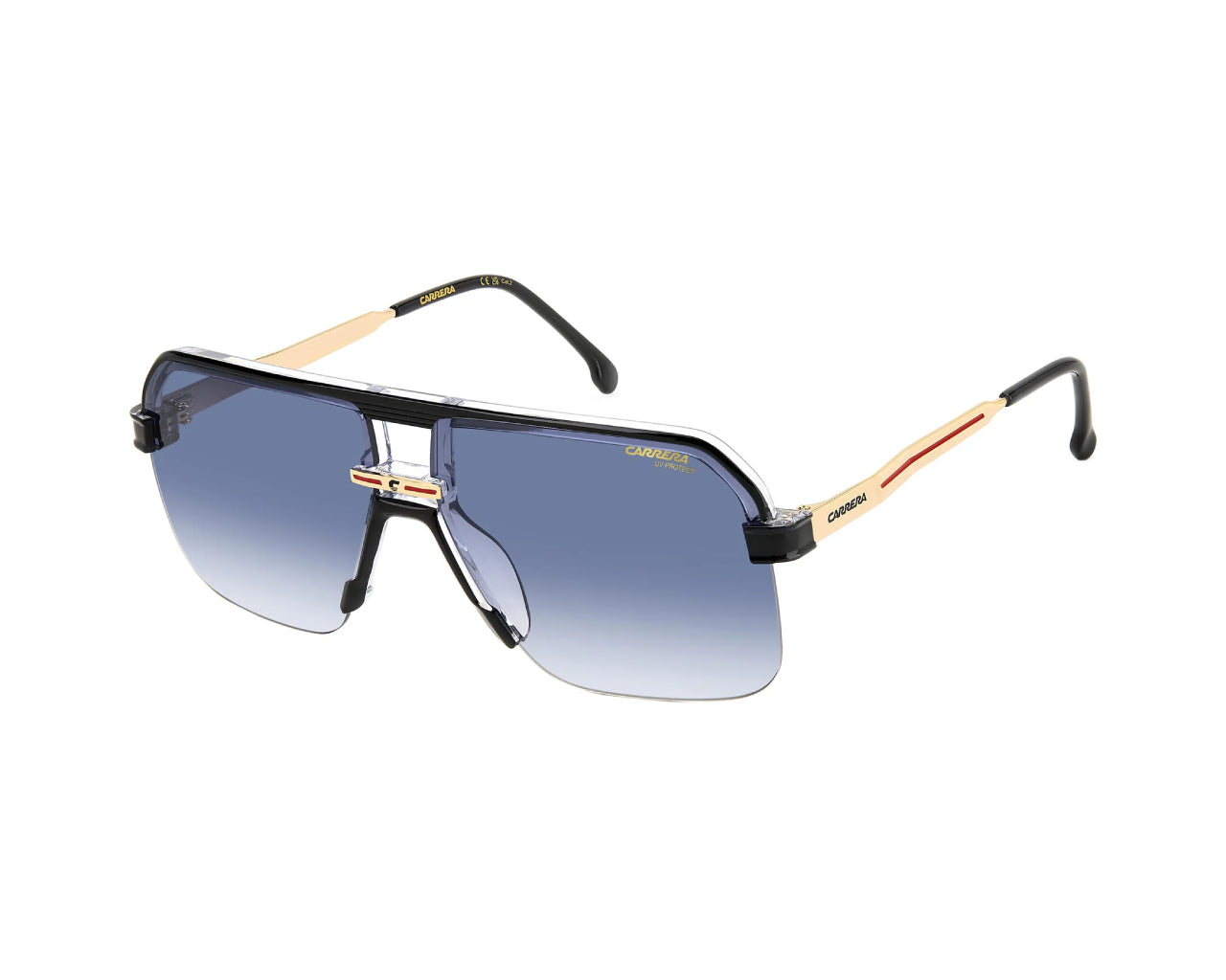 Carrera Uomo Carrera CARRERA 1066/S 7C5/08 Occhiali da sole Plastica Nero Blu Squadrata Normale Sfumato