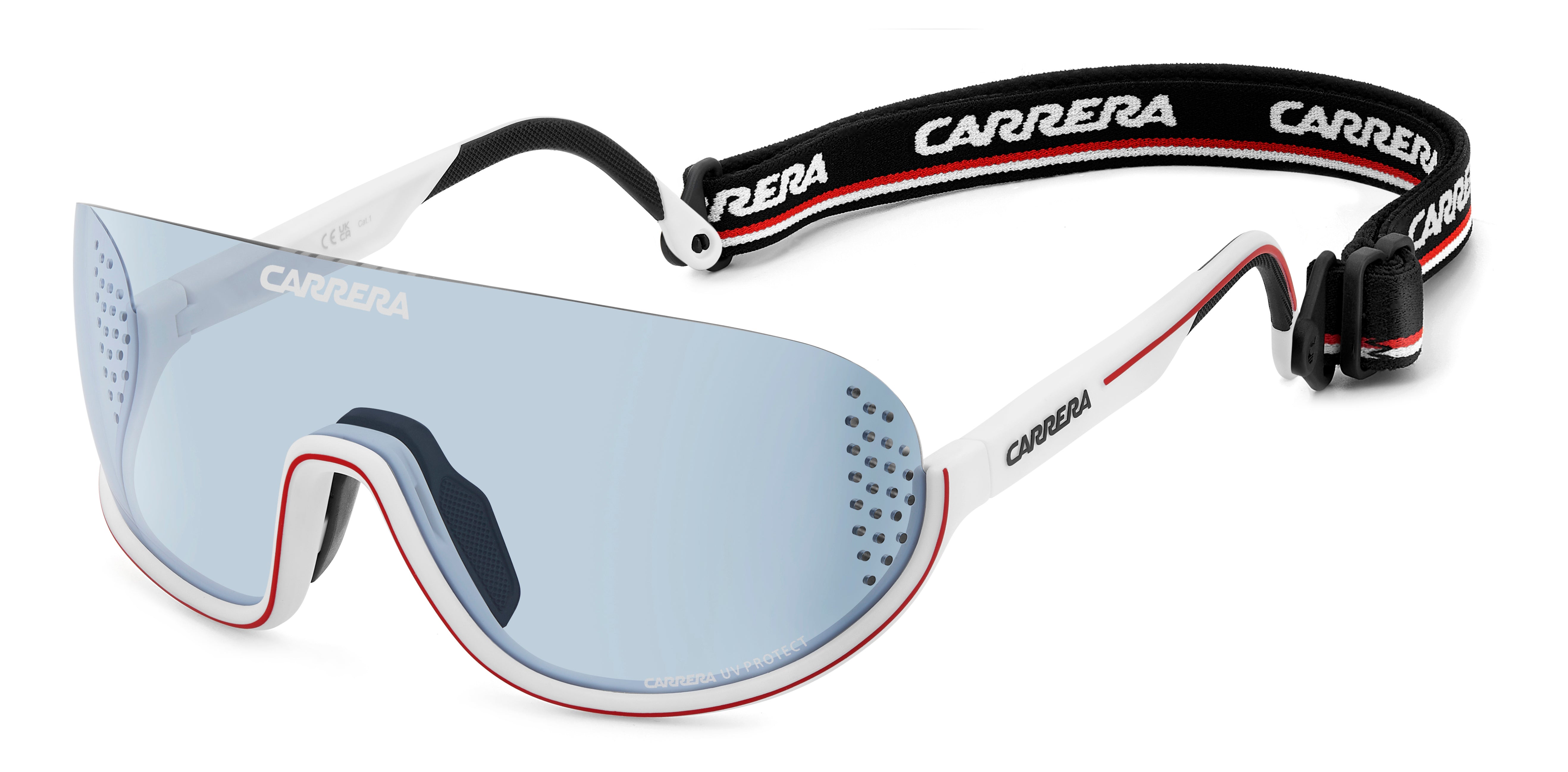 Carrera Uomo Carrera CARRERA EYEDRA 6HT/1P Occhiali da sole Polyamide Bianco Azzurro Maschera Normale