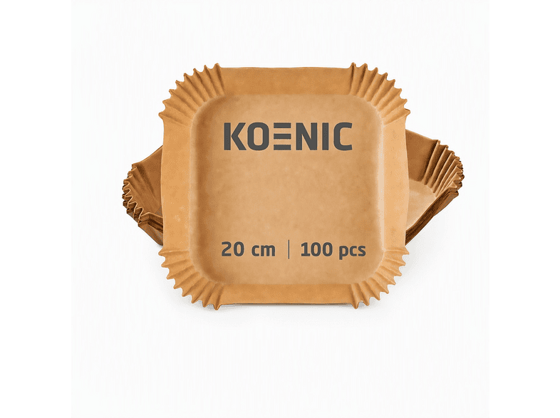 CARTA FORNO PER FRIGGITRICE AD ARIA KOENIC KAFP-2020, 20x20 cm, 100 pezzi, Monouso, Adatta a modelli 5-8 L