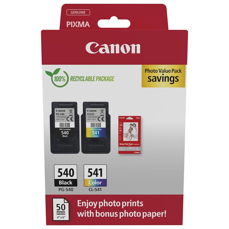 Cartucce + carta fotografica CANON PG-540 e CL-541 Nero, Colori
