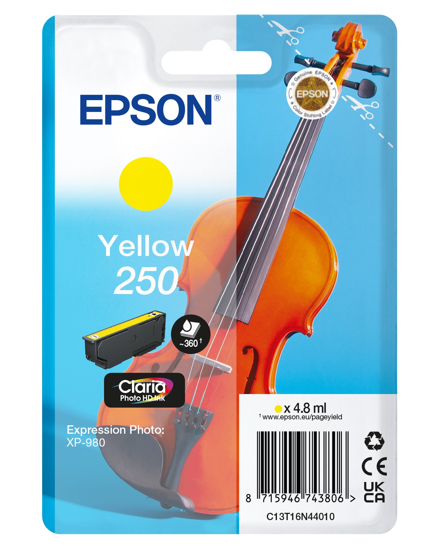 Cartuccia d'inchiostro originale Epson 250 gialla - C13T16N44010