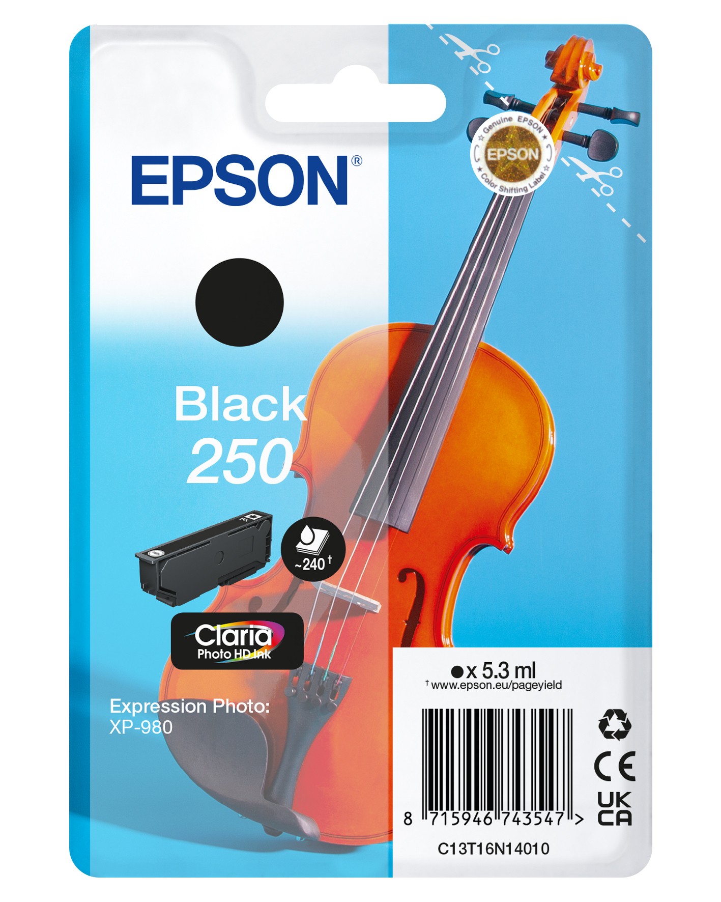 Cartuccia d'inchiostro originale Epson 250 nera - C13T16N14010 Cartuccia d'inchiostro originale Epson 250 nera - C13T16N14010
