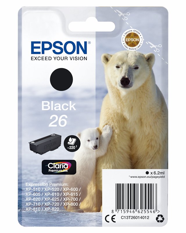 Cartuccia EPSON Orso Polare 26 Nero