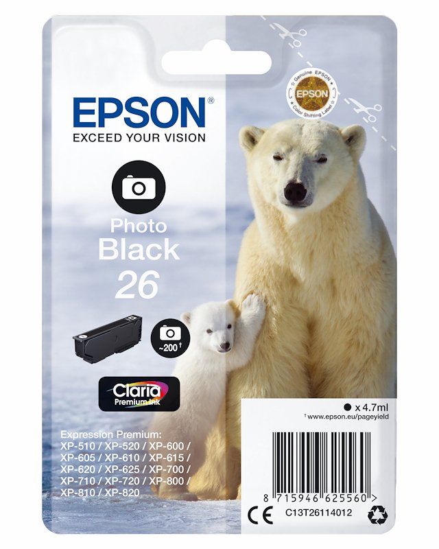 Cartuccia EPSON Orso polare 26 Photo Nero