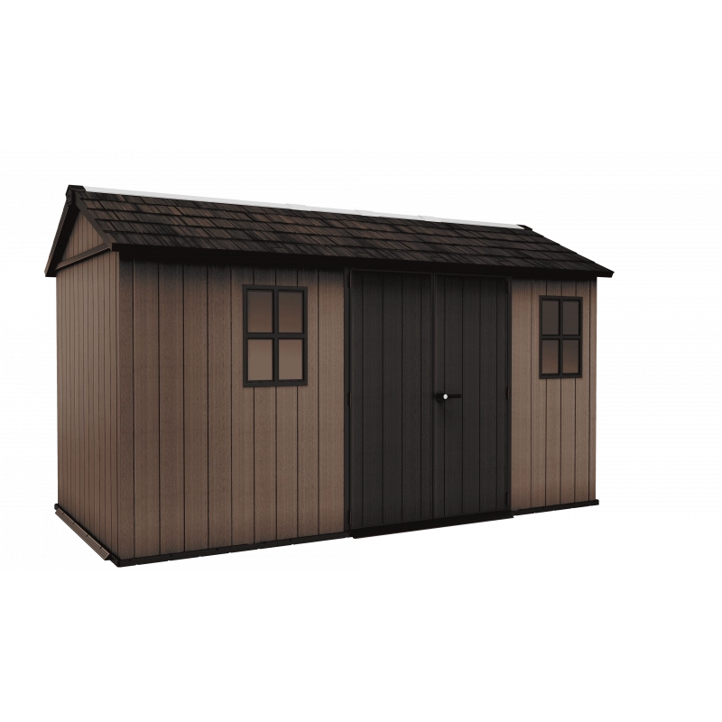 Casetta da giardino in resina EVOTECH+ 413x230 cm - con pavimento e doppia porta - carico neve 150 kg/m² – Newton Plus 7513/1375 - Marrone - Keter