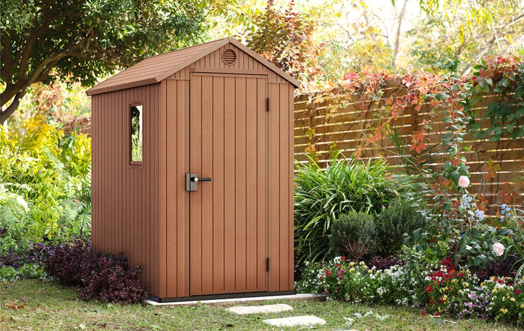 Casetta da Giardino Porta Attrezzi 125,8x184,5x205,1 cmin Evotech+ Keter Darwin 4x6 Marrone
