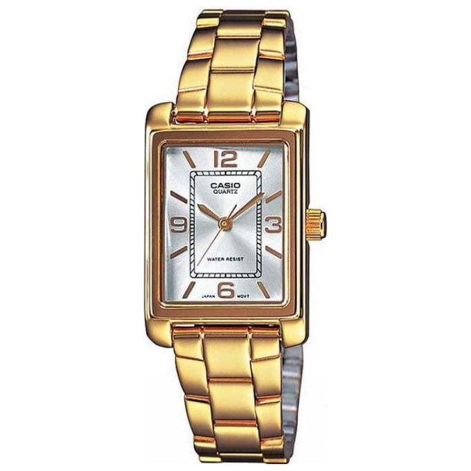 Casio LTP-1234PG-7AEF Collection Orologio Donna Analogico Quarzo Cassa Rettangolare 22mm Cinturino Acciaio 3 ATM colore Oro Argento