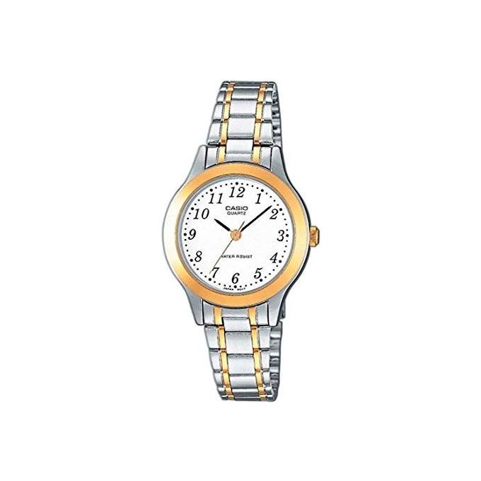 Casio LTP-1263PG-7BEF Collection Orologio da Polso Analogico Quarzo Cassa Rotonda 27 mm Cinturino Bicolor in Acciaio Inox Vetro Minerale colore Bianco