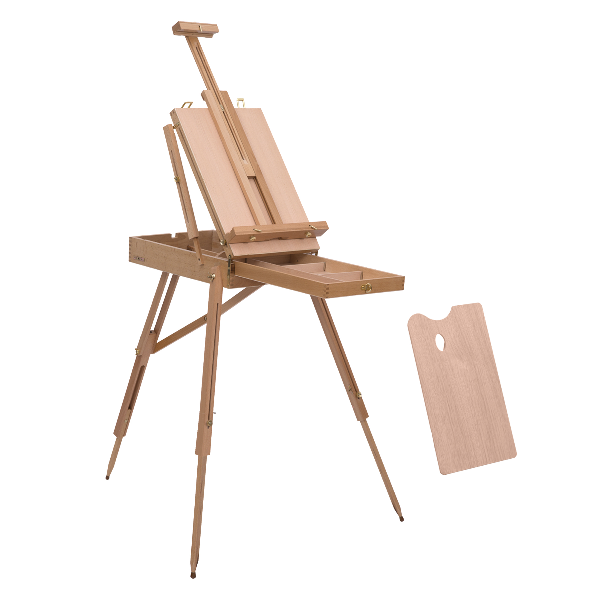 Cavalletto da artista HOMCOM con piedini pieghevoli, valigetta porta pittura con spazio contenitore, altezza regolabile, luce integrata Heech
