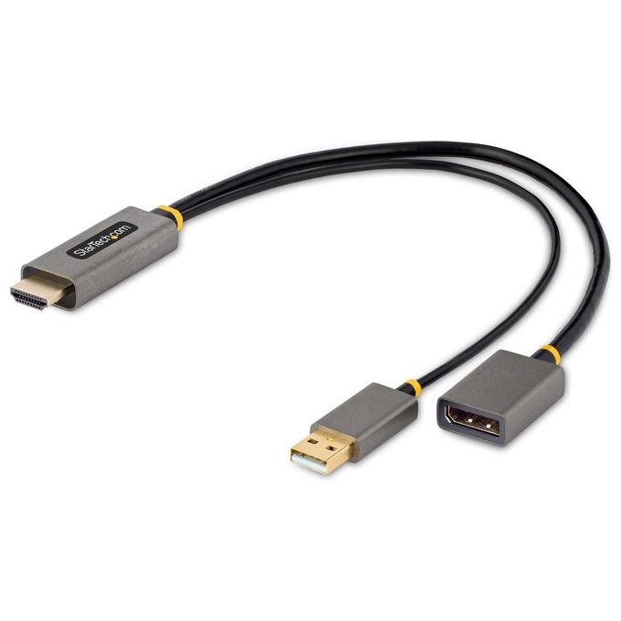 Cavo adattatore Video HDMI 2.0 a DP 1.2 Grey e Black 0,3m 128 HDMI DISPLAYPORT