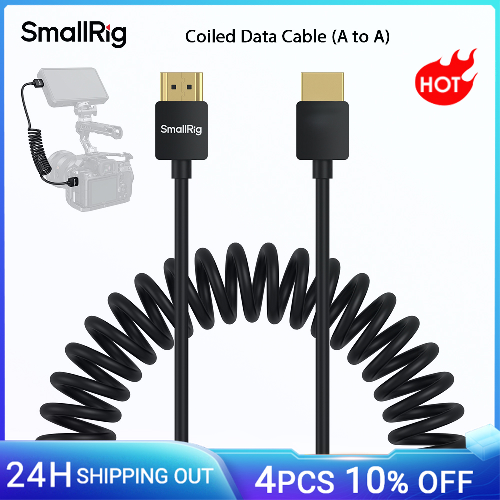 Cavo dati a spirale SmallRig da A a A, supporto fino a risoluzione 4K a 60 Hz per BMPCC 4K 6K per Panasonic S1H/GH5/GH5S per HDMI-4963