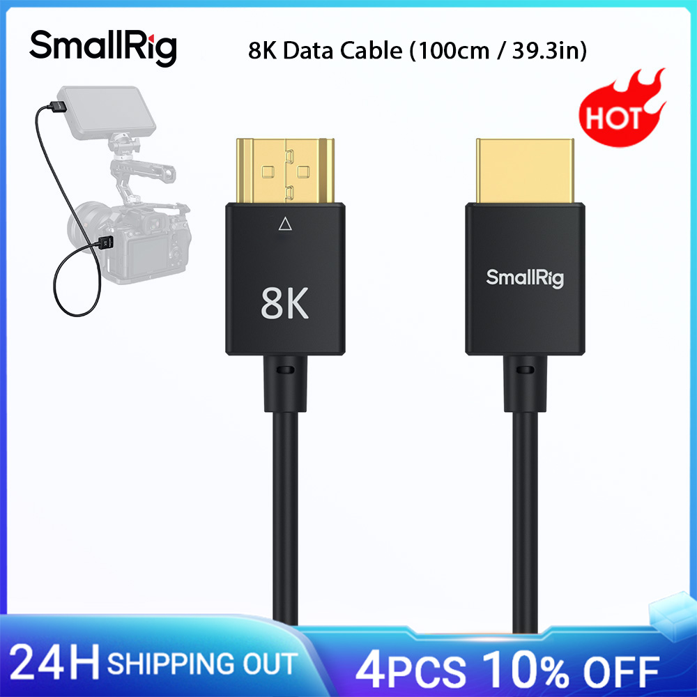 Cavo dati SmallRig 8K, 8K a 60 Hz, 100 cm/39,3 pollici con fascetta per DSLR, monitor Trasmettitore e ricevitore video wireless -5086