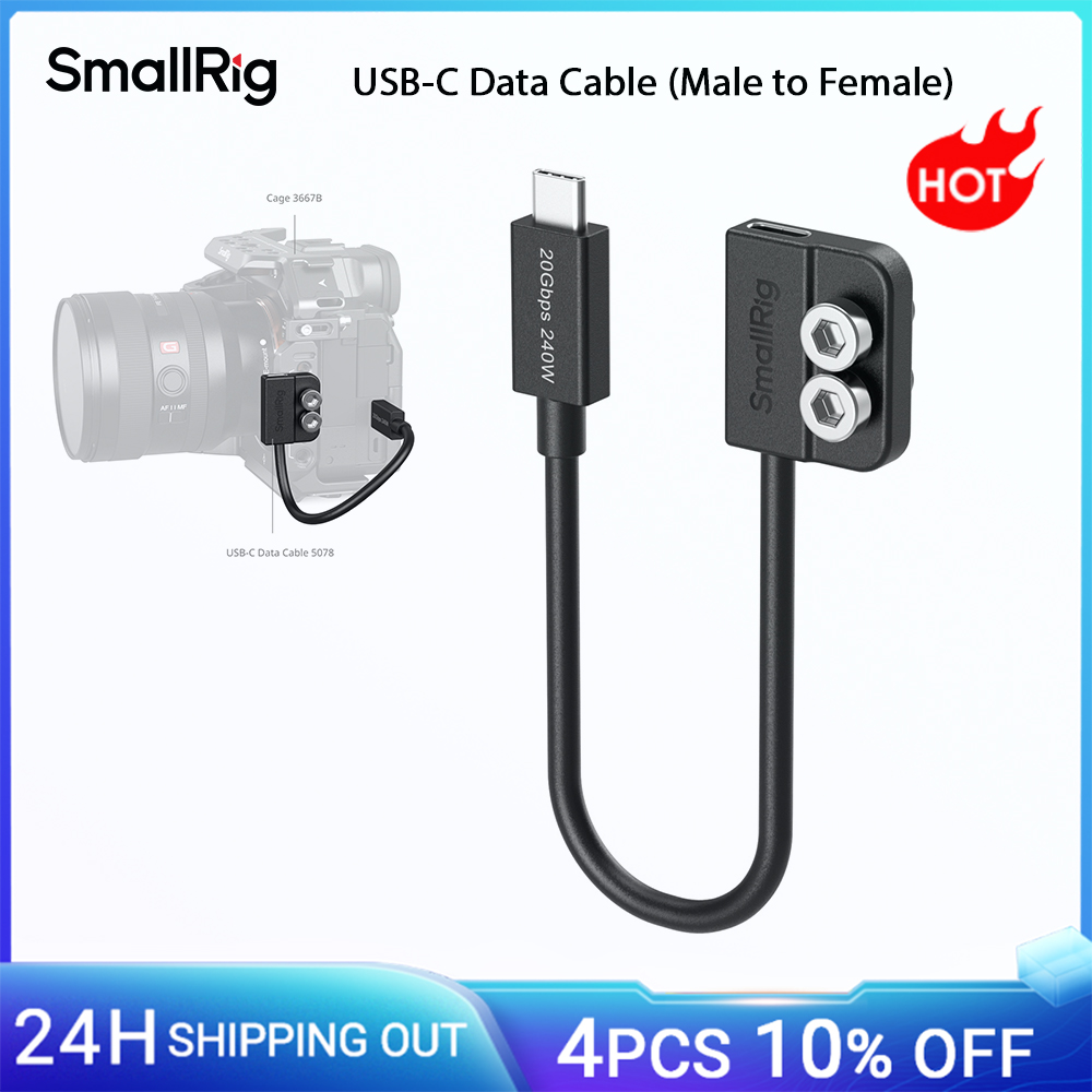 Cavo dati USB-C SmallRig, maschio a femmina supporta trasferimento dati da 20 Gbps Ricarica rapida da 240 W per gabbie/piastre di montaggio a forma di L