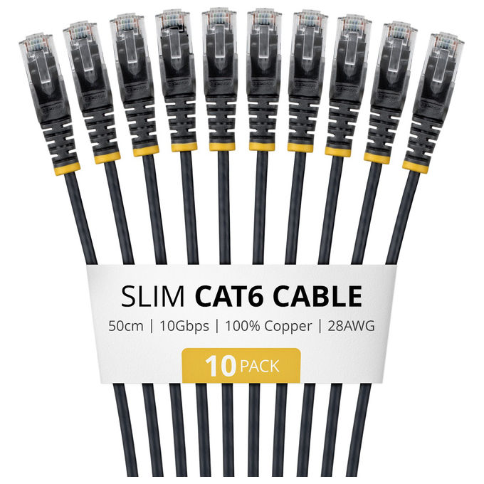 Cavo di rete 6 U/UTP Patch Cable 10 Pack Black 0,5m N6PAT50CMBKS10PK