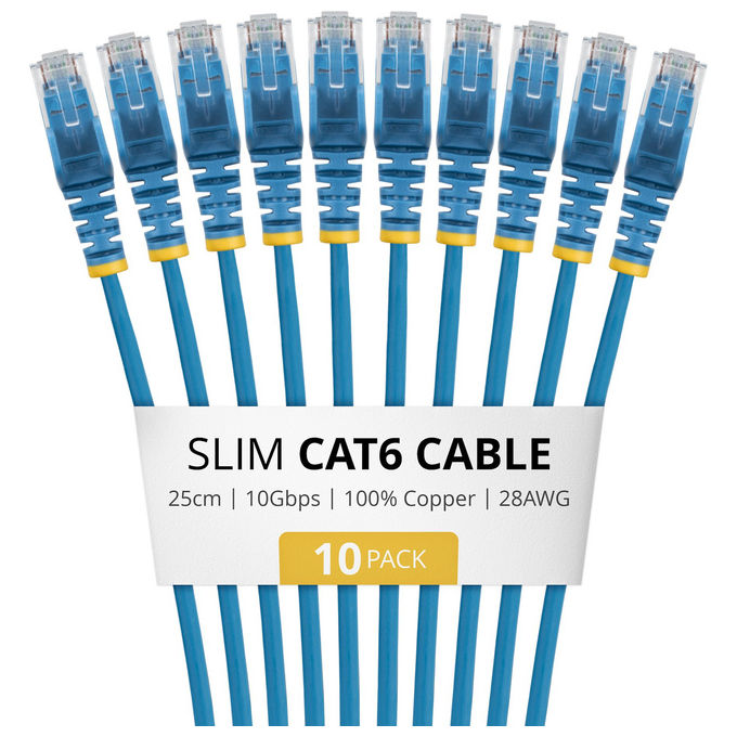 Cavo di rete 6 U/UTP Patch Cable 10 Pack Blue 0,25m N6PAT25CMBLS10PK