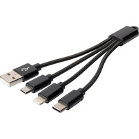 Cavo di ricarica 3 in 1, USB-A 2.0 > Lightning + USB-C + Micro-USB