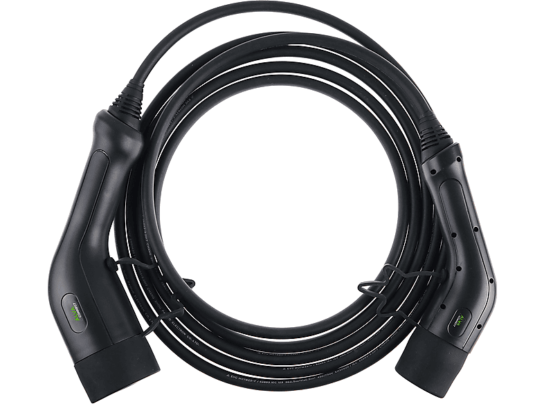 Cavo di ricarica auto elettrica MPA TECH AEVCB3P11K cavo EV da 11kW, tipo 2 a Tipo 2, max 16A, 480V, trifase, lunghezza 5m, custodia inclusa