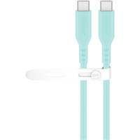 Cavo in silicone USB 2.0 turchese, connettore USB-C > connettore USB-C