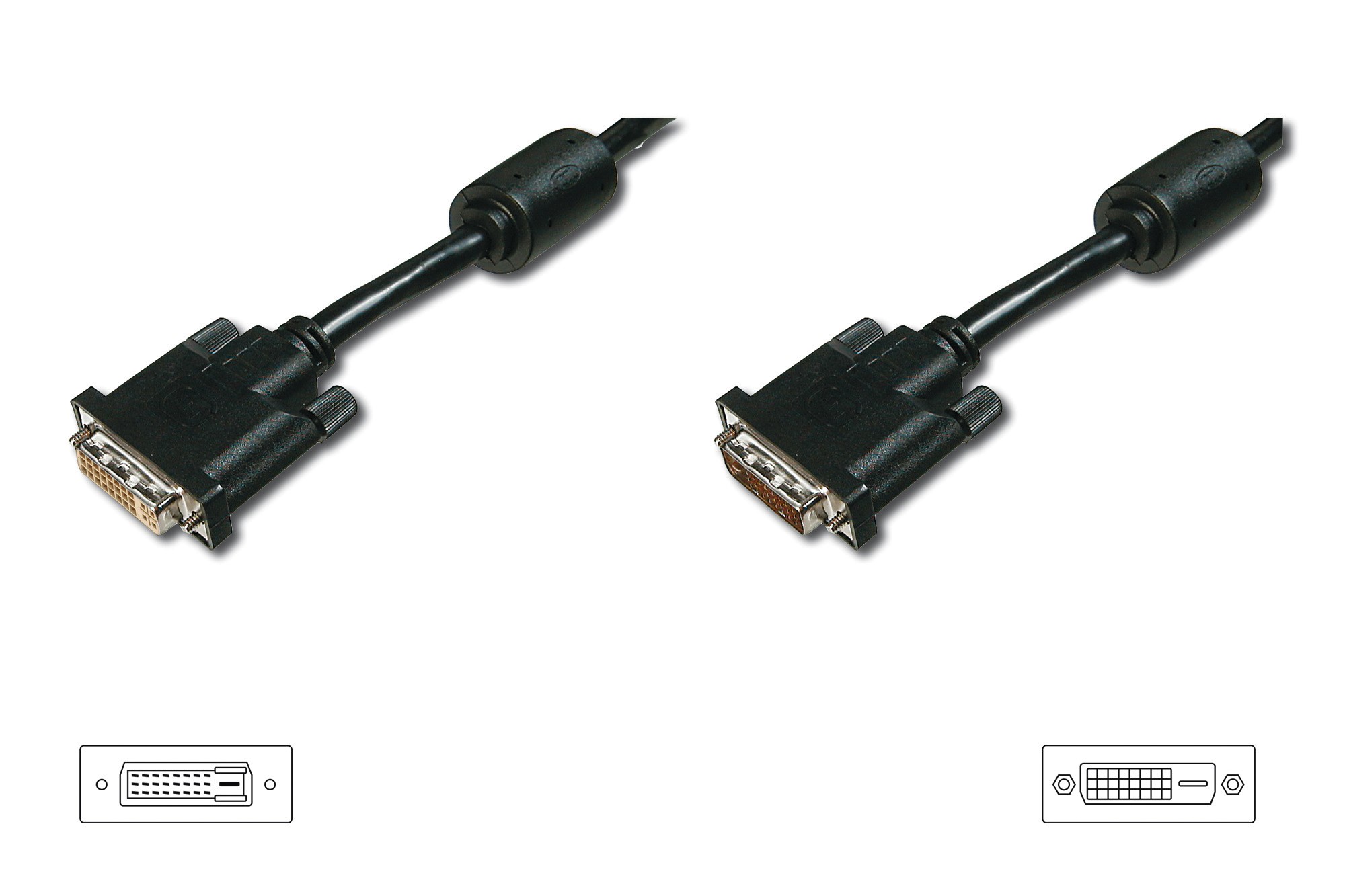 Cavo Prolunga Dvi -D(24+1) Maschio-Femmina Dual Link Con Due Ferriti Colore Nero Mt 2 Cavo Prolunga Dvi -D(24+1) Maschio-Femmina Dual Link Con Due Ferriti Colore Nero Mt 2