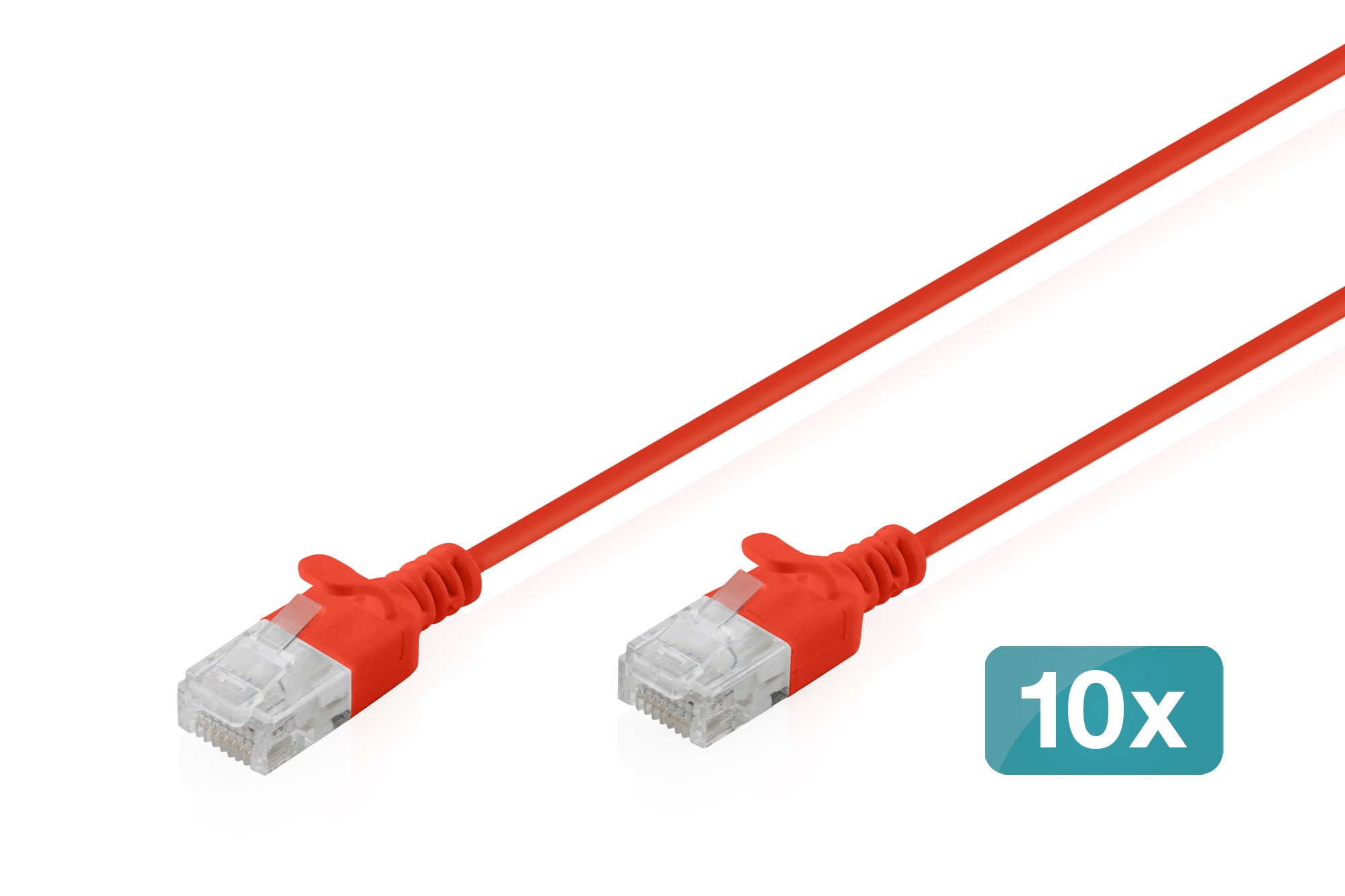 Cavo Rete Cat 6 U-Utp Rame Lszh Slim 1 M Rosso 10 Pezzi