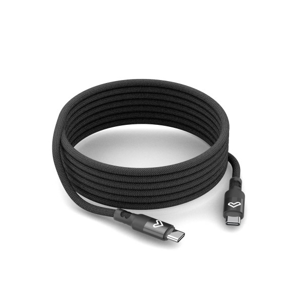 Cavo USB-C 2.0 Energy Systems Magnet Roll - Fino a 60W e 480Mbps - Compatibile con Power Delivery - Rivestimento in PVC e cotone - 15 metri - Nero