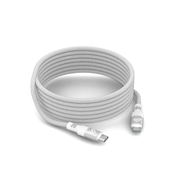 Cavo USB-C 2.0 Energy Systems Magnet Roll - Fino a 60W e 480Mbps - Compatibile con Power Delivery - Rivestimento in PVC e cotone - 15 metri - Bianco
