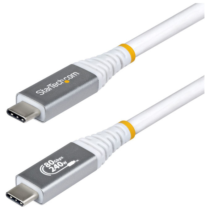 Cavo USB C 240W USB4 White e Silver 0,5m CC50CM80GUSB4CABLEW