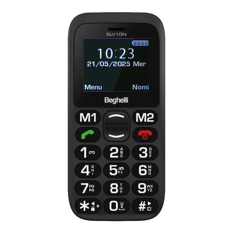 CELLULARE BEGHELLI Phone SLV10 ECODESIGN Nero, per anziani, tasti grandi, tasto di chiamata rapida soccorso