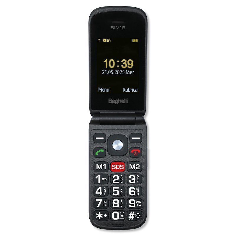 CELLULARE BEGHELLI Phone SLV15 ECODESIGN Nero, per anziani, tasti grandi, tasto di chiamata rapida soccorso, a conchiglia