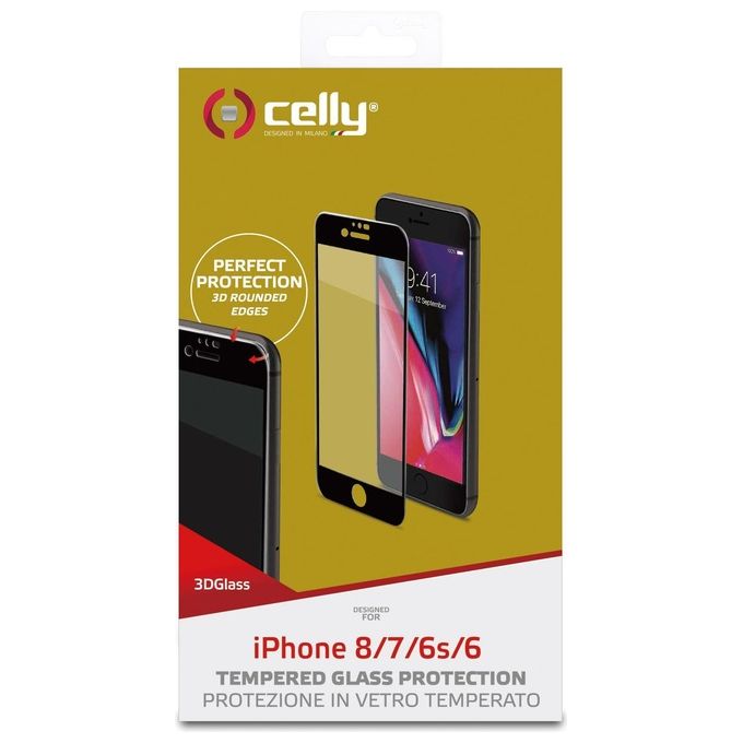 Celly 3D Glass per iPhone 8-7-6s-6 Nero Celly 3D Glass per iPhone 8-7-6s-6 Nero